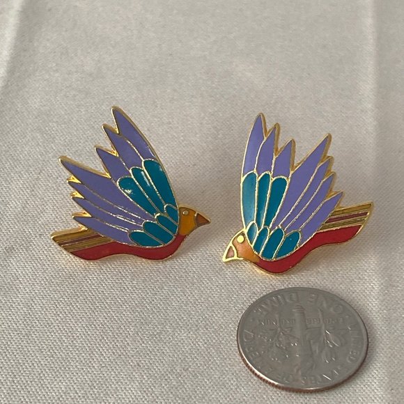 Vintage LAUREL BURCH Earrings Celeste Birds Clip on Earrings - Picture 5 of 6